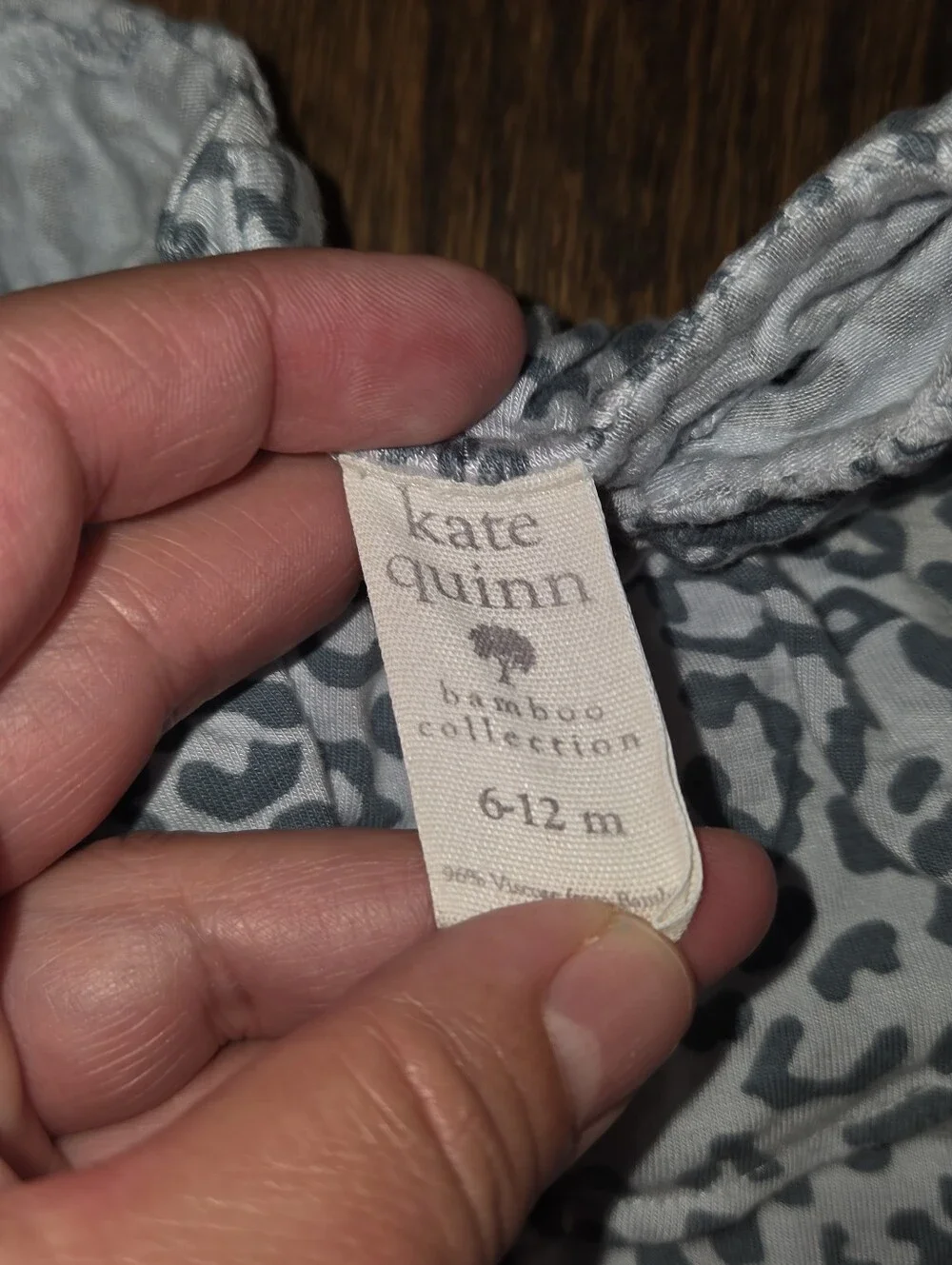 Kate Quinn Bamboo One Piece 6-12 Months Grey Leapard Print